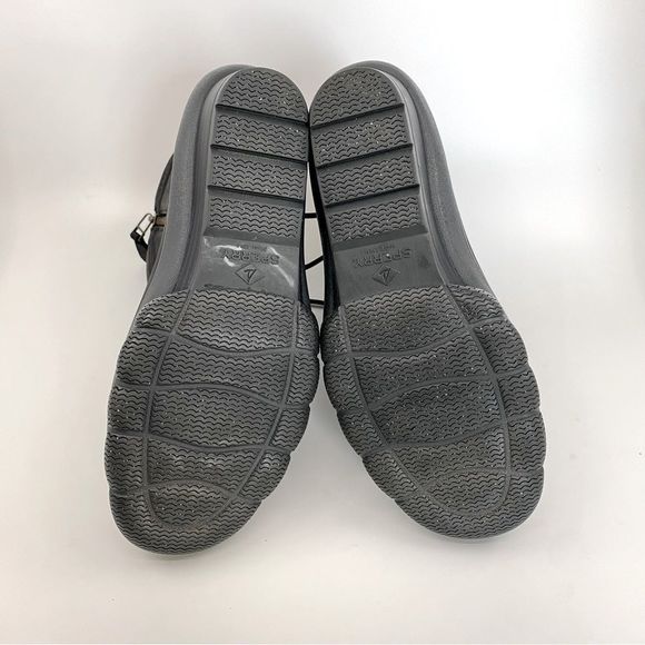 Sperry Saltwater Wedge Black Leather Quarter Duck Boots Color Black SZ 7 - Picture 10 of 12